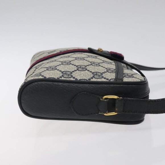 GUCCI GG Supreme Sherry Line Shoulder Bag PVC Navy Red - Picture 4 of 16